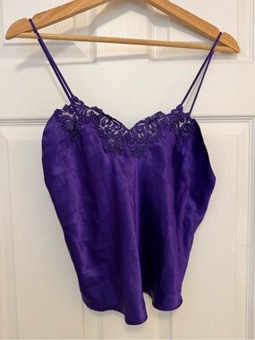 NWOT Vintage Victoria's Secret Purple Satin and Beaded Lace Cami